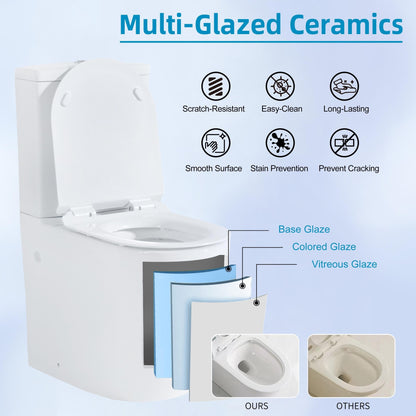 WC monoblocco compatto piccolo CB HOME da 24'', WC corto moderno con doppio scarico e sifone, sedile a chiusura ammortizzata, altezza comfort di 16,5''