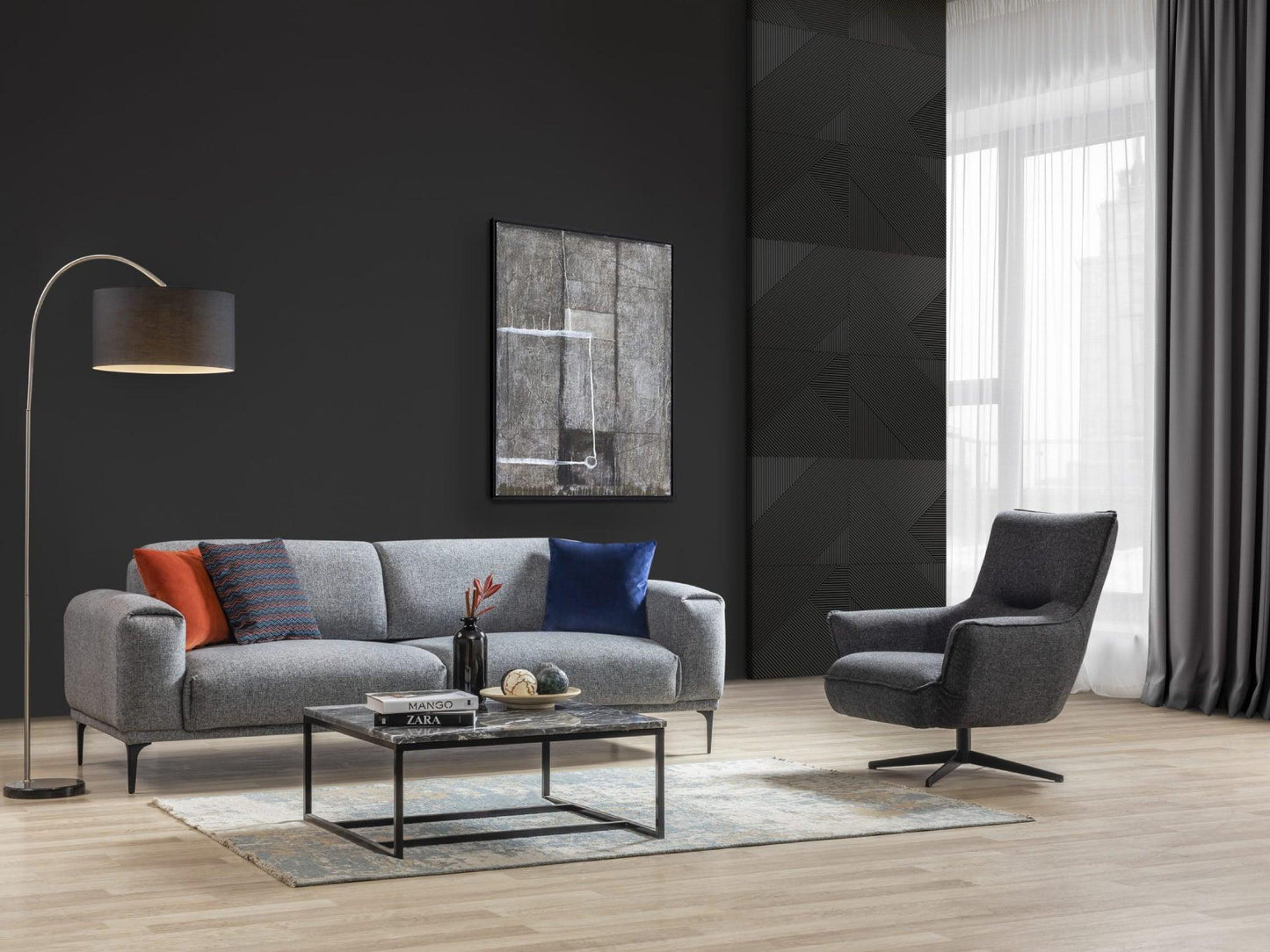 Sedia girevole Forrest grigio scuro