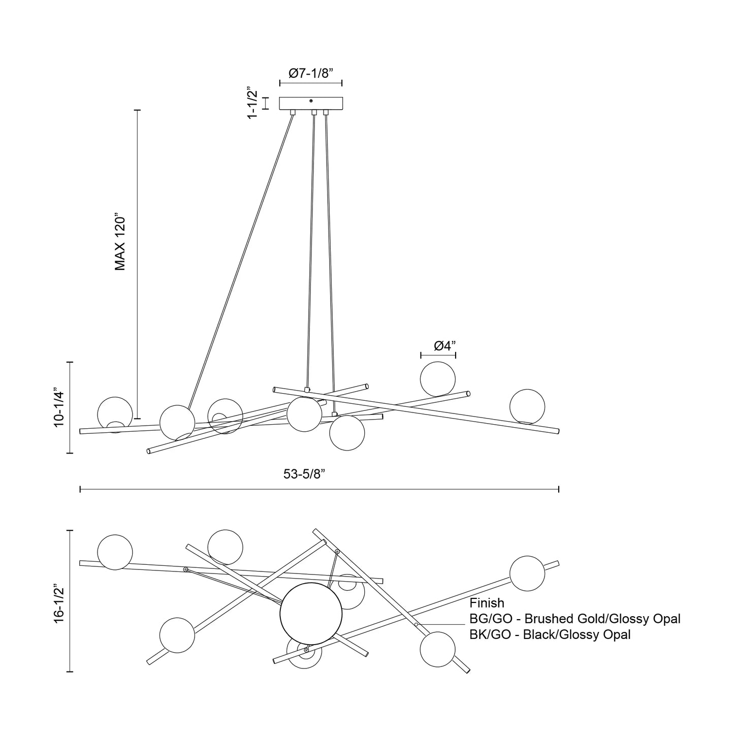 LAMPADARIO ARA 54 pollici