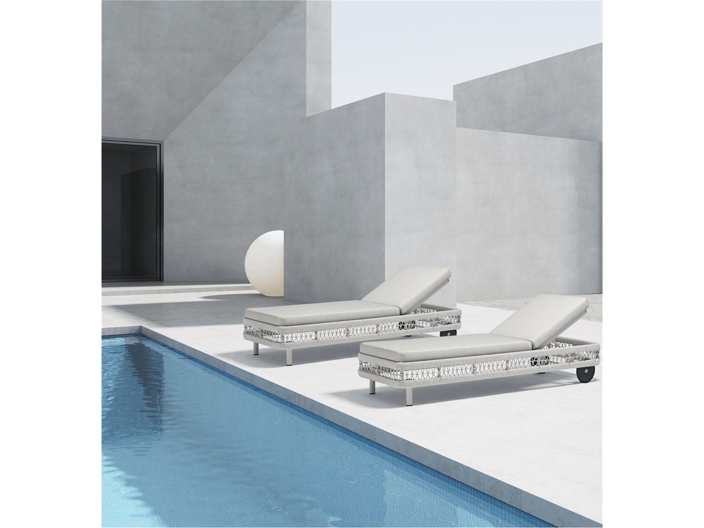 Chaise longue Amberly in grigio chiaro