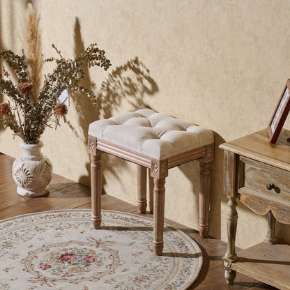 Sgabello da toeletta e poggiapiedi imbottito vintage francese CO-Z