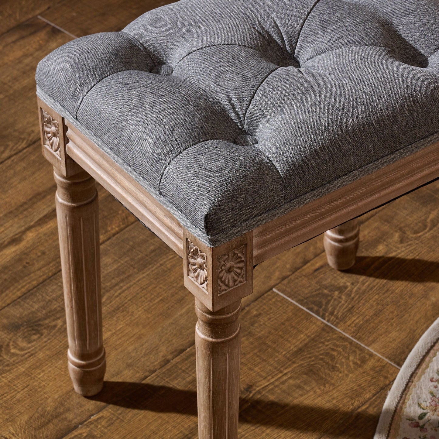 Sgabello da toeletta e poggiapiedi imbottito vintage francese CO-Z