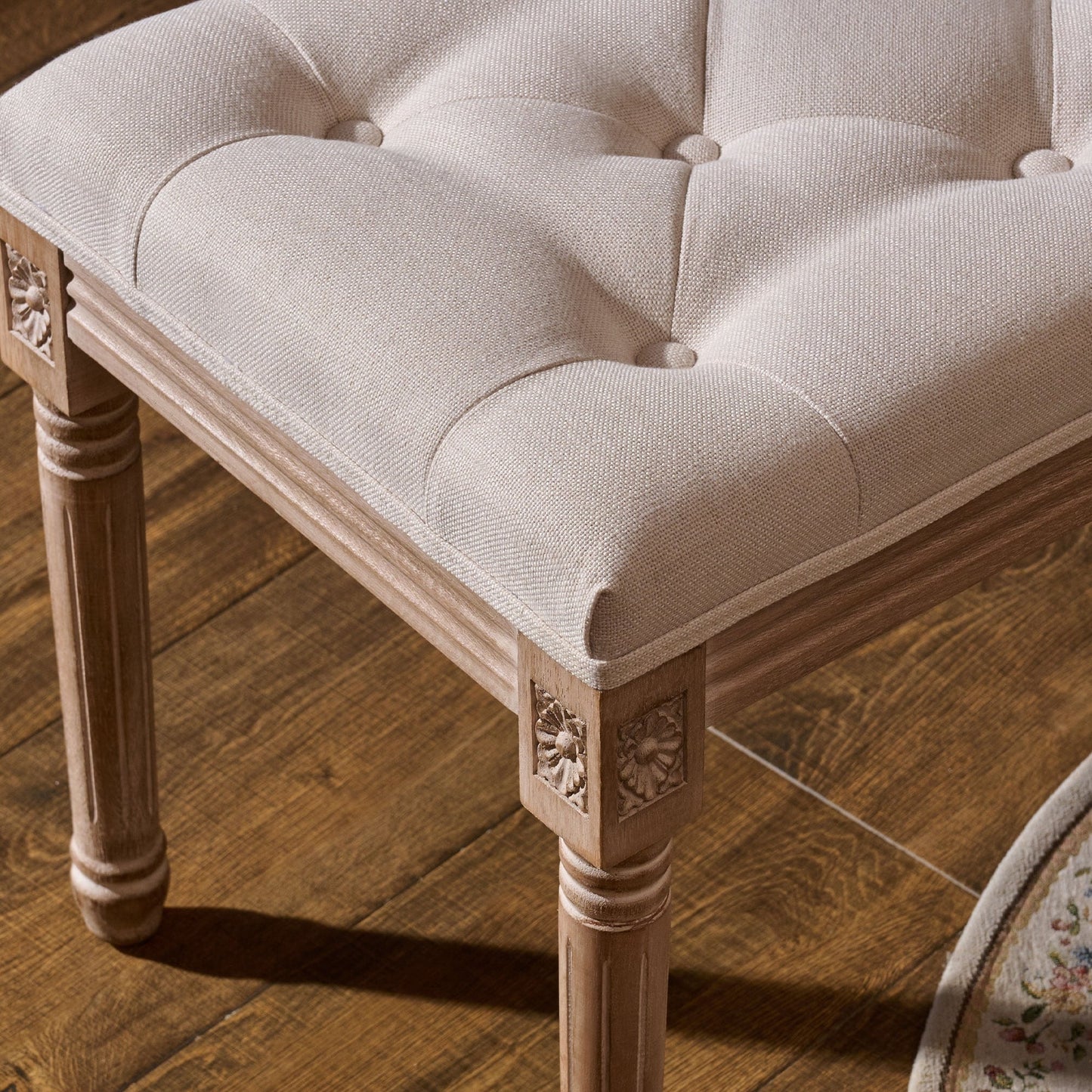 Sgabello da toeletta e poggiapiedi imbottito vintage francese CO-Z