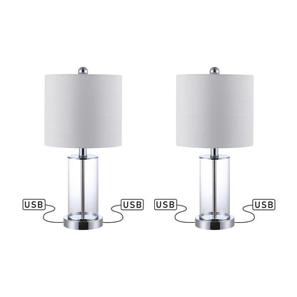 Lampada da tavolo a LED moderna e contemporanea Cabell 21 in vetro con ricarica USB, bronzo lucidato a olio (set da 2) di JONATHAN Y