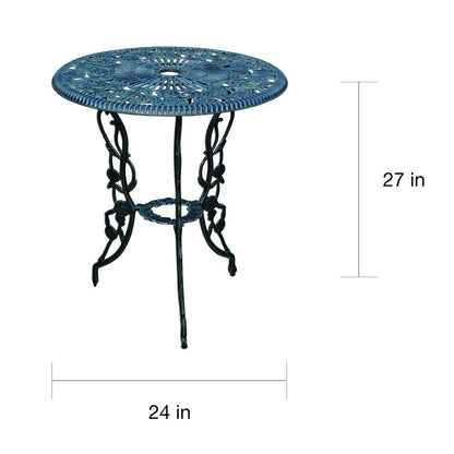 Set da bistrot Camellia in alluminio pressofuso Verdi Green, 3 pezzi, con tavolo e 2 sedie