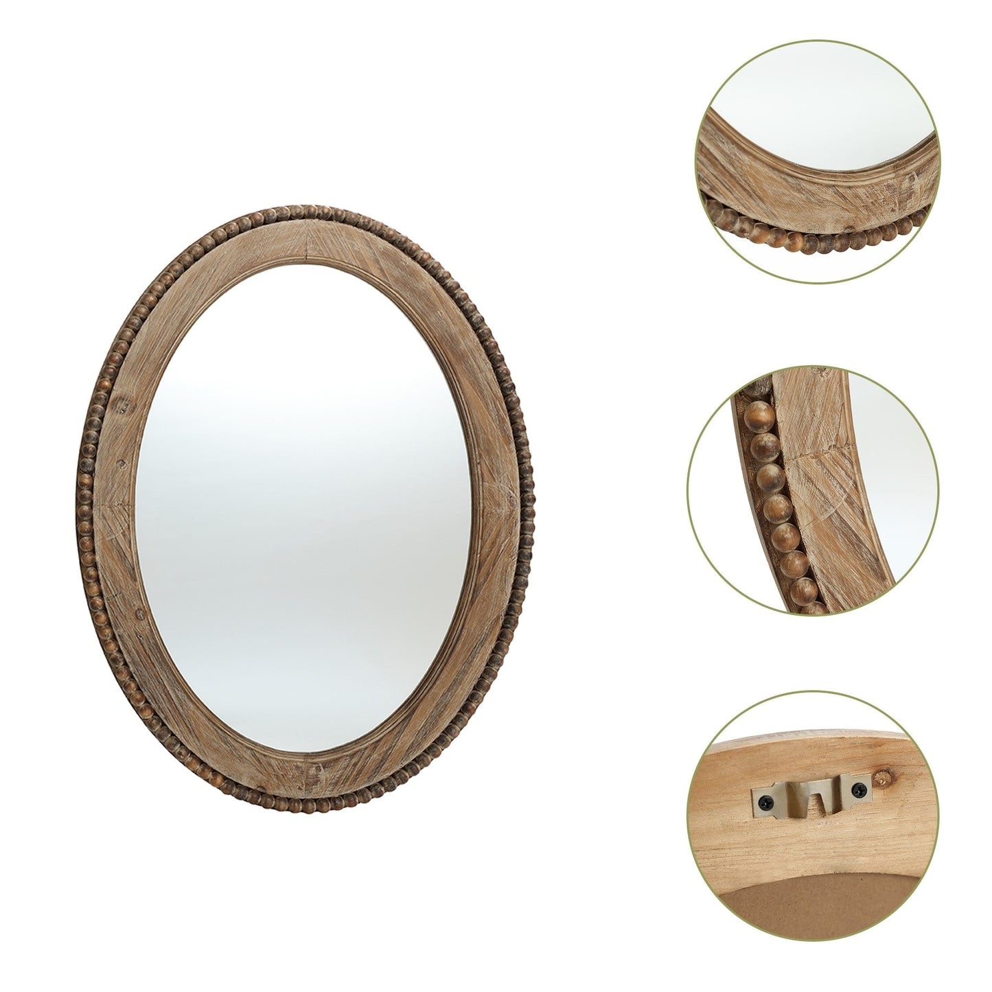 Specchio da parete ovale con cornice in legno Cameo da 32 pollici, specchio da parete per bagno - 31,89 A x 24 L x 1,26 P