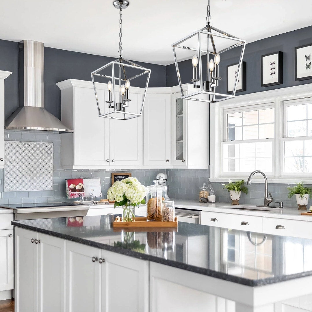 Lampadario a gabbia aperta con lanterna a forma di candela, per scale o isola della cucina - N/D