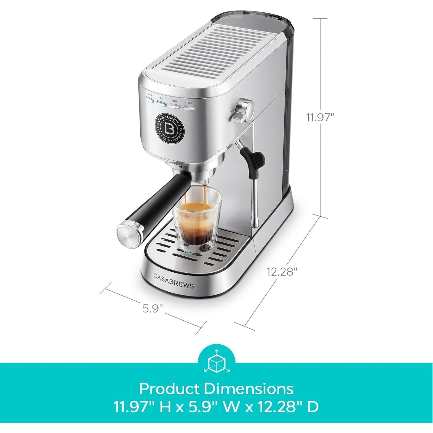 Macchina per caffè espresso professionale Casabrews da 20 bar con sistema di schiumatura del latte