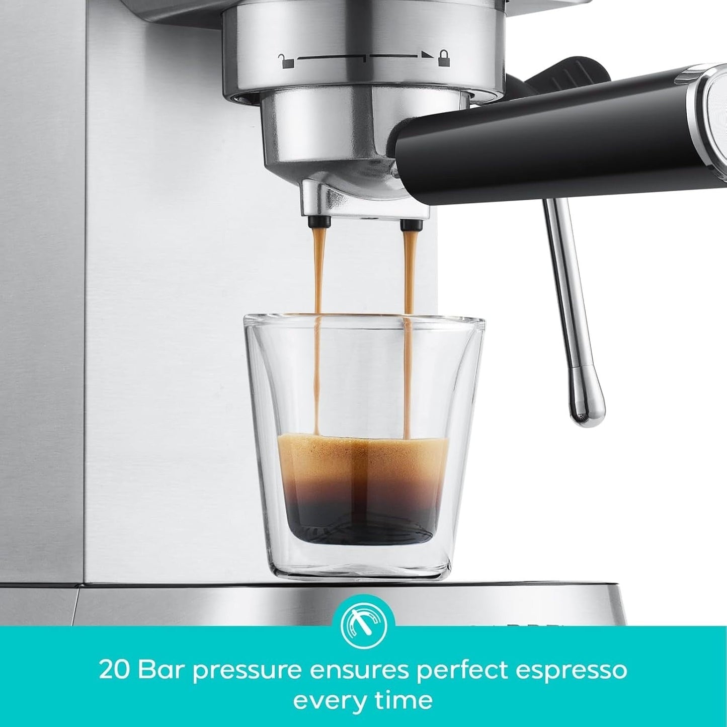 CASABREWS CM5418Basic Macchina per caffè espresso da 20 bar con schiuma di latte per la casa