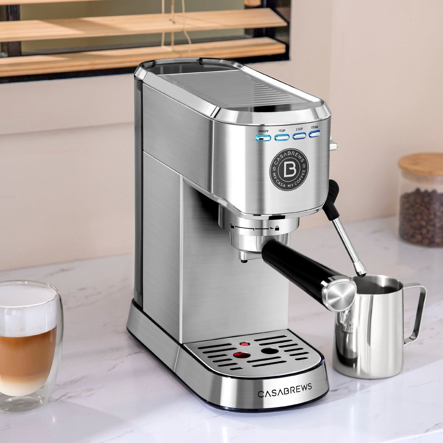 CASABREWS CM5418Basic Macchina per caffè espresso da 20 bar con schiuma di latte per la casa