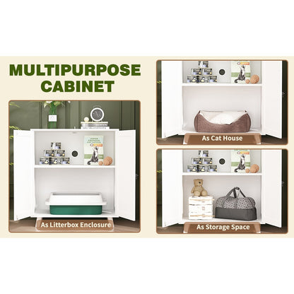 Lettiera per gatti, cuccia per gatti, tavolino laterale, porta, mobiletto, libreria