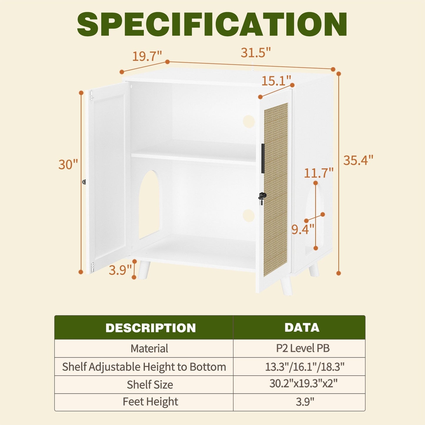 Lettiera per gatti, cuccia per gatti, tavolino laterale, porta, mobiletto, libreria