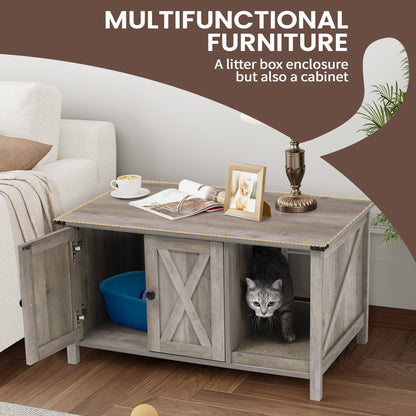 Recinto per lettiera per gatti, mobiletto nascosto in legno per toilette per gatti con tiragraffi