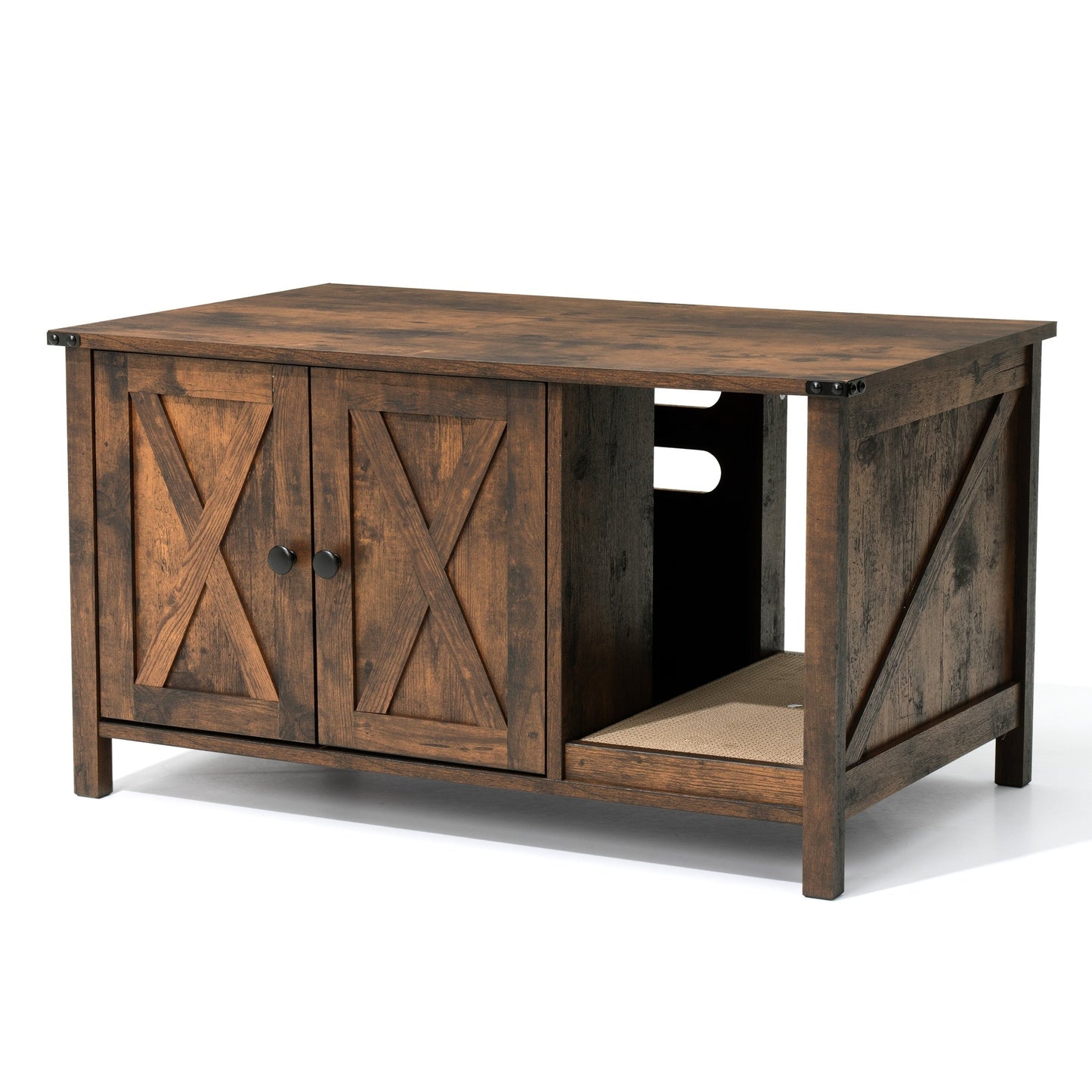 Recinto per lettiera per gatti, mobiletto nascosto in legno per toilette per gatti con tiragraffi