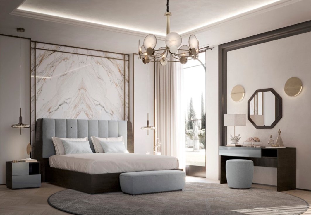 Set da camera da letto Porticello con testiera imbottita