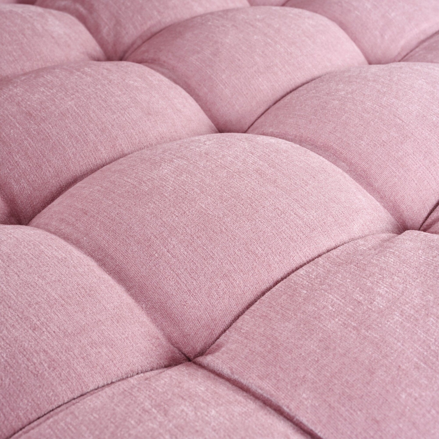 Divano letto con chaise longue in ciniglia, divano imbottito con schienale trapuntato e 2 cuscini staccabili per soggiorno