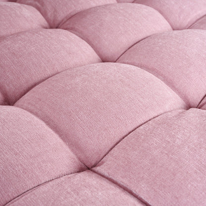 Divano letto con chaise longue in ciniglia, divano imbottito con schienale trapuntato e 2 cuscini staccabili per soggiorno