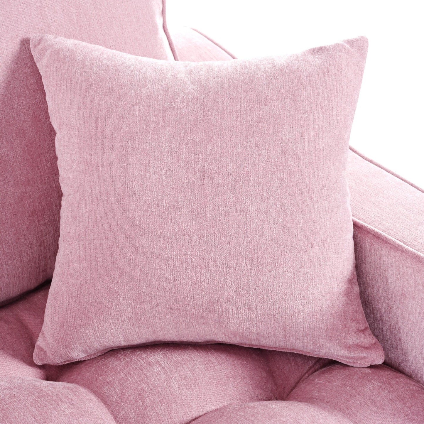 Divano letto con chaise longue in ciniglia, divano imbottito con schienale trapuntato e 2 cuscini staccabili per soggiorno