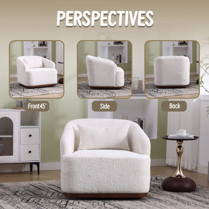 Poltrona girevole in ciniglia, comodo divano decorativo a 360 gradi per soggiorno, camera da letto e studio con cuscino rimovibile