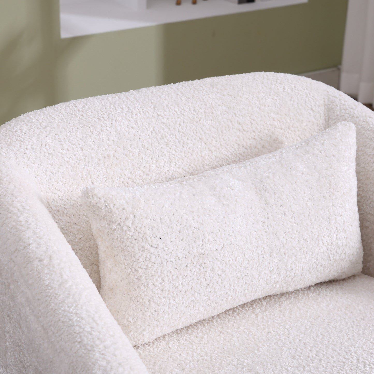 Poltrona girevole in ciniglia, comodo divano decorativo a 360 gradi per soggiorno, camera da letto e studio con cuscino rimovibile