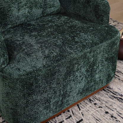 Poltrona girevole in ciniglia, comodo divano decorativo a 360 gradi per soggiorno, camera da letto e studio con cuscino rimovibile