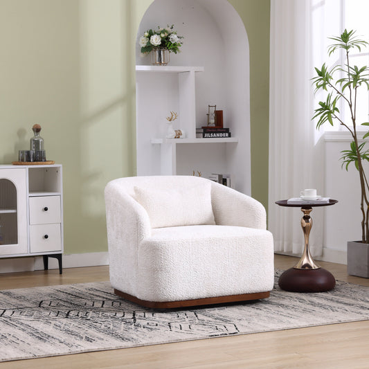 Poltrona girevole in ciniglia, comodo divano decorativo a 360 gradi per soggiorno, camera da letto e studio con cuscino rimovibile