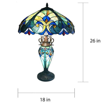 Lampada da tavolo Chloe Tiffany Style a doppia illuminazione, 2 e 1 luce