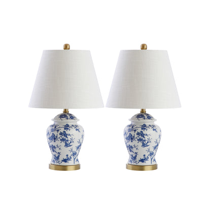 Lampada da tavolo Choi 22 Chinoiserie, blu/bianca (set da 2) di JONATHAN Y