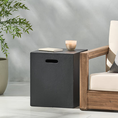 Christopher Knight Home - Tavolino laterale porta-cisterna in cemento leggero per esterni Aidan