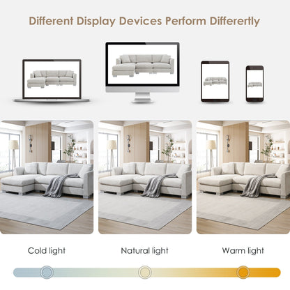 Divano componibile Cloud, set di divani di lusso a L con 2 cuscini gratuiti, mobili da interno in ciniglia a 4 posti con chaise longue oversize