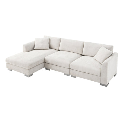 Divano componibile Cloud, set di divani di lusso a L con 2 cuscini gratuiti, mobili da interno in ciniglia a 4 posti con chaise longue oversize