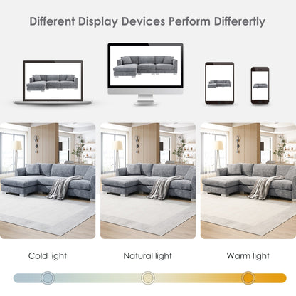 Divano componibile Cloud, set di divani di lusso a L con 2 cuscini gratuiti, mobili da interno in ciniglia a 4 posti con chaise longue oversize