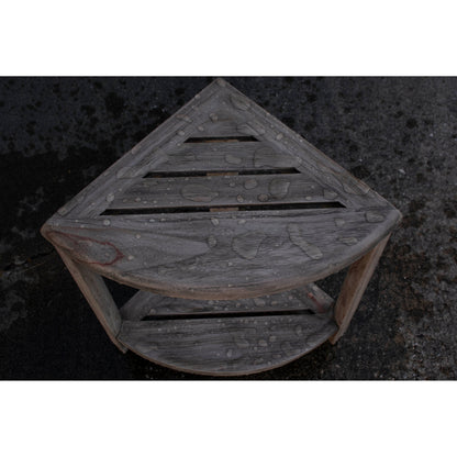 CoastalVogue, Mensola angolare per doccia in teak, Sgabello per doccia per radersi le gambe, Sgabello per piedi per doccia, Sgabello per doccia in teak, Sgabello angolare per doccia