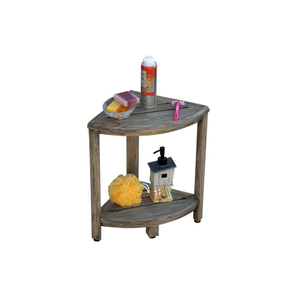 CoastalVogue, Mensola angolare per doccia in teak, Sgabello per doccia per radersi le gambe, Sgabello per piedi per doccia, Sgabello per doccia in teak, Sgabello angolare per doccia