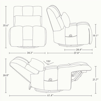 Poltrona reclinabile Cole Power con supporto lombare e meccanismo girevole