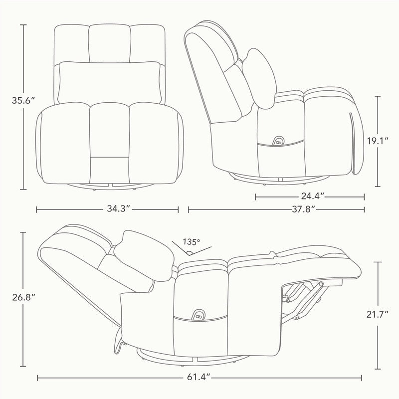 Poltrona reclinabile Cole Power con supporto lombare e meccanismo girevole