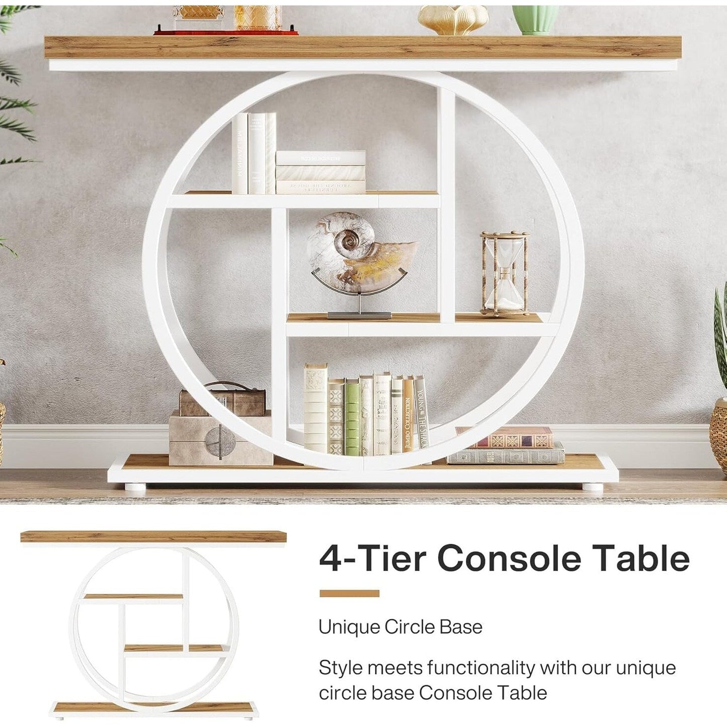 Tavolo consolle per ingresso, tavolo da divano industriale a 4 ripiani dietro il divano