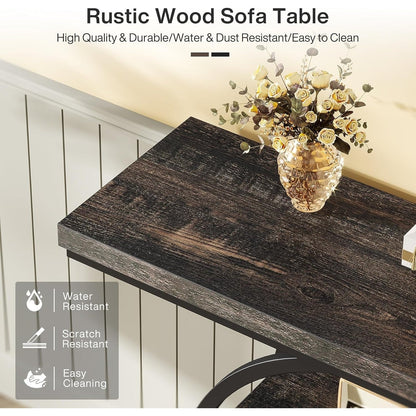 Tavolo consolle per ingresso, tavolo da divano industriale a 4 ripiani dietro il divano