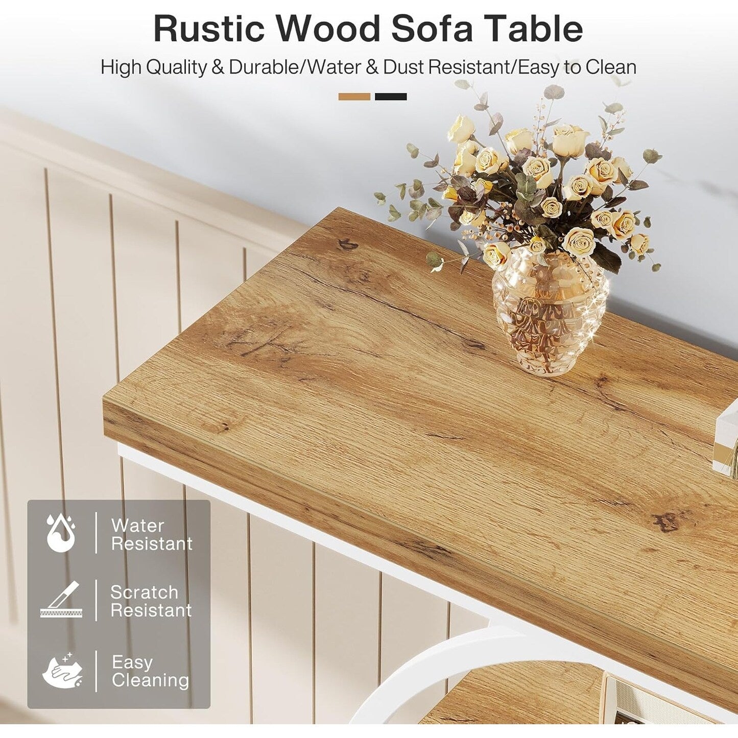 Tavolo consolle per ingresso, tavolo da divano industriale a 4 ripiani dietro il divano