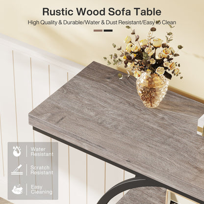 Tavolo consolle per ingresso, tavolo da divano industriale a 4 ripiani dietro il divano