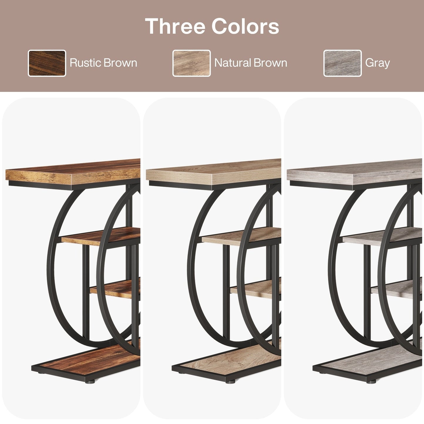 Tavolo consolle per ingresso, tavolo da divano industriale a 4 ripiani dietro il divano