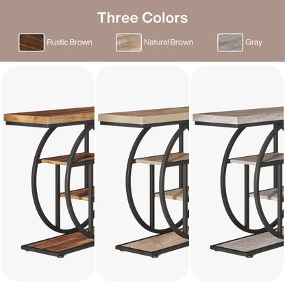 Tavolo consolle per ingresso, tavolo da divano industriale a 4 ripiani dietro il divano