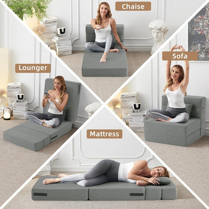 Divano letto pieghevole trasformabile - Poltrona letto moderna in lino con cuscino e materasso pieghevole per soggiorno/camera da letto/ospiti