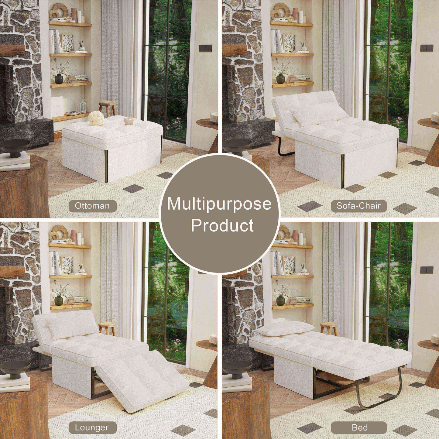 Divano letto trasformabile, poltrona, pouf pieghevole, poltrone reclinabili per soggiorno