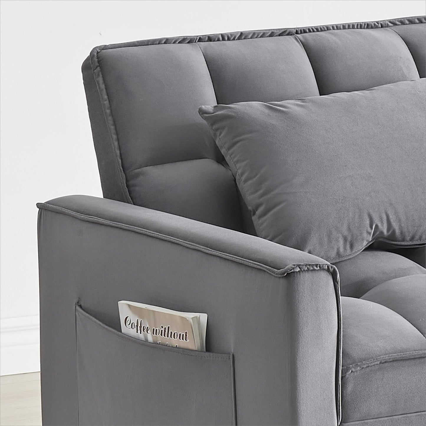 Divano letto trasformabile con schienale regolabile e ruote