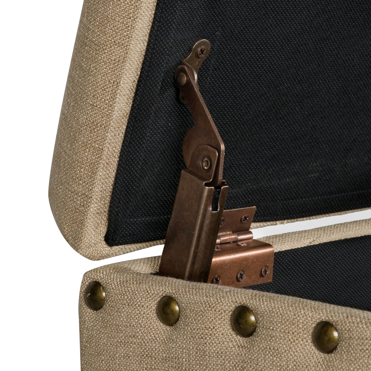 Panca contenitore imbottita Copper Grove Muscari con finiture a borchie