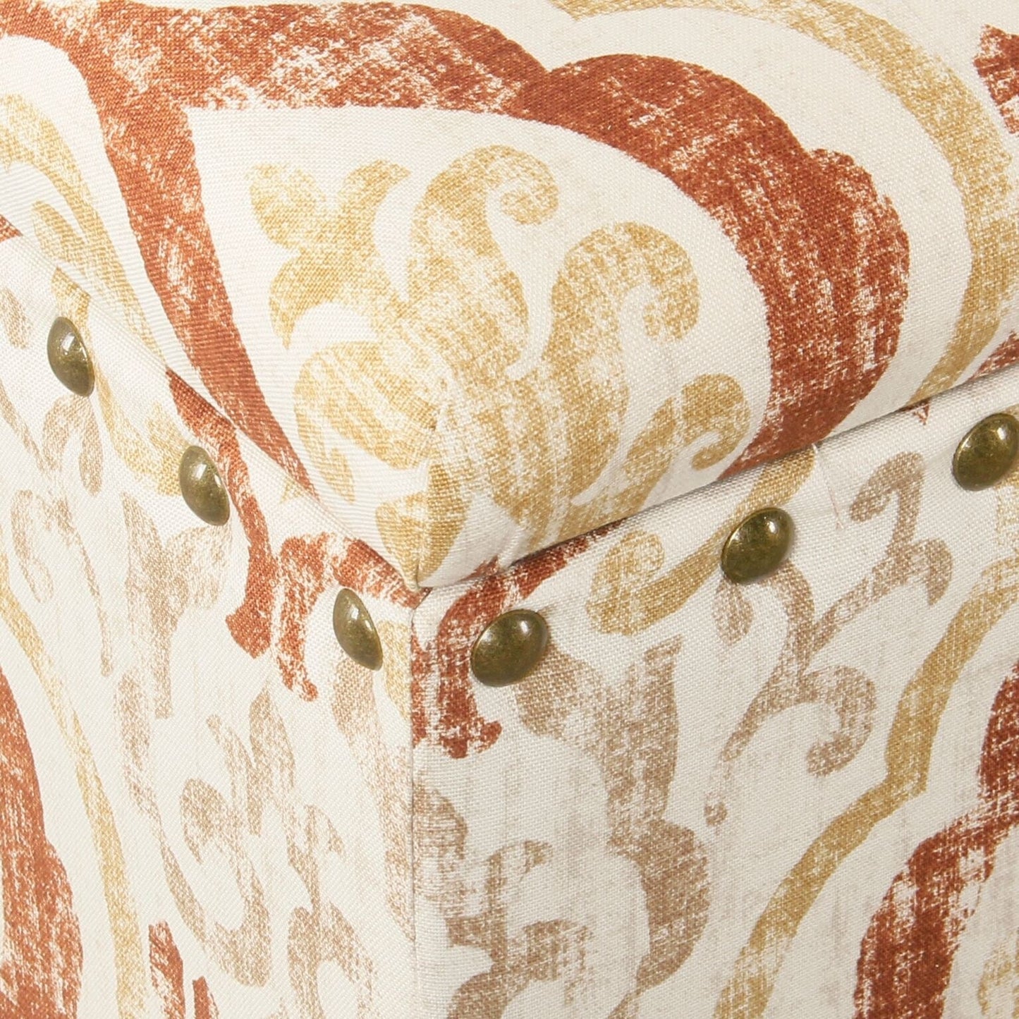 Panca contenitore imbottita Copper Grove Muscari con finiture a borchie