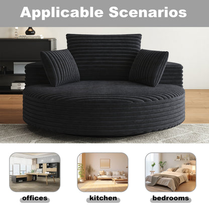 Sedia girevole singola in velluto a coste e ciniglia