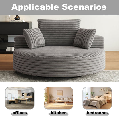 Sedia girevole singola in velluto a coste e ciniglia