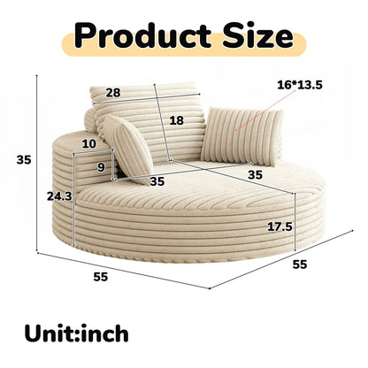 Sedia girevole singola in velluto a coste e ciniglia